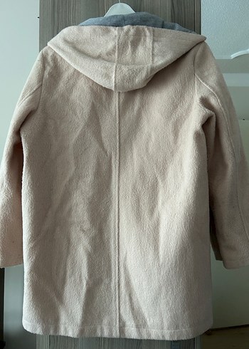 Bej Düğmeli Kapüşonlu Kaban - Görsel 3