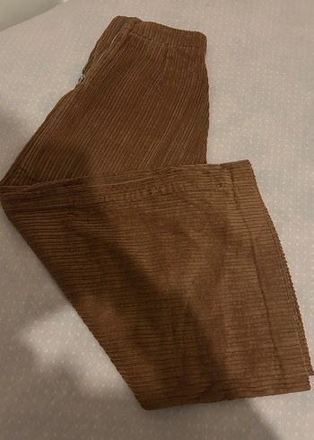 Kadın Kahverengi Keten Pilili Pantolon - Görsel 2