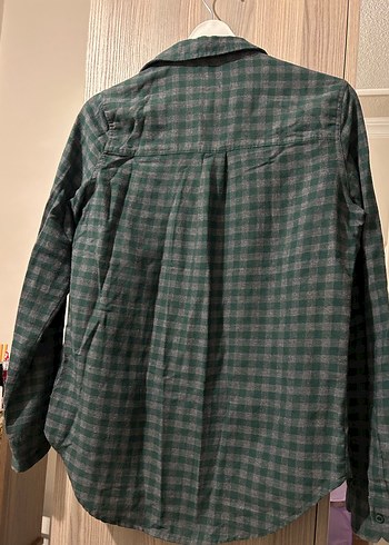 Gri Kareli Düğmeli Kadın Gömlek - Görsel 3