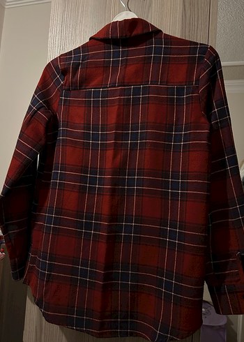 Bordo Ekose Düğmeli Uzun Kollu Kadın Gömlek - Görsel 3