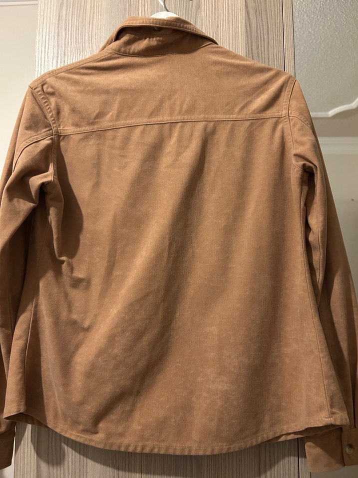 Düğmeli Hardal Süet Gömlek - Görsel 2