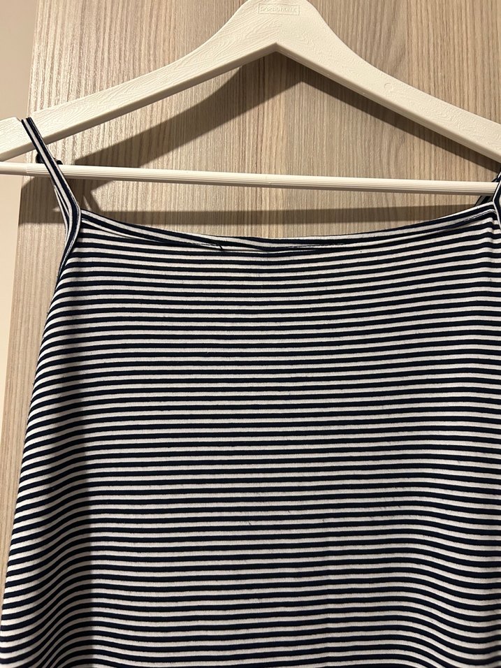 Çizgili Gri Midi Elbise - Görsel 4