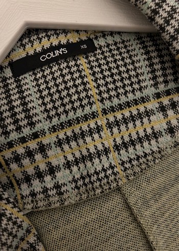 xs Beden Gri Ekose Kadın Midi Blazer Ceket