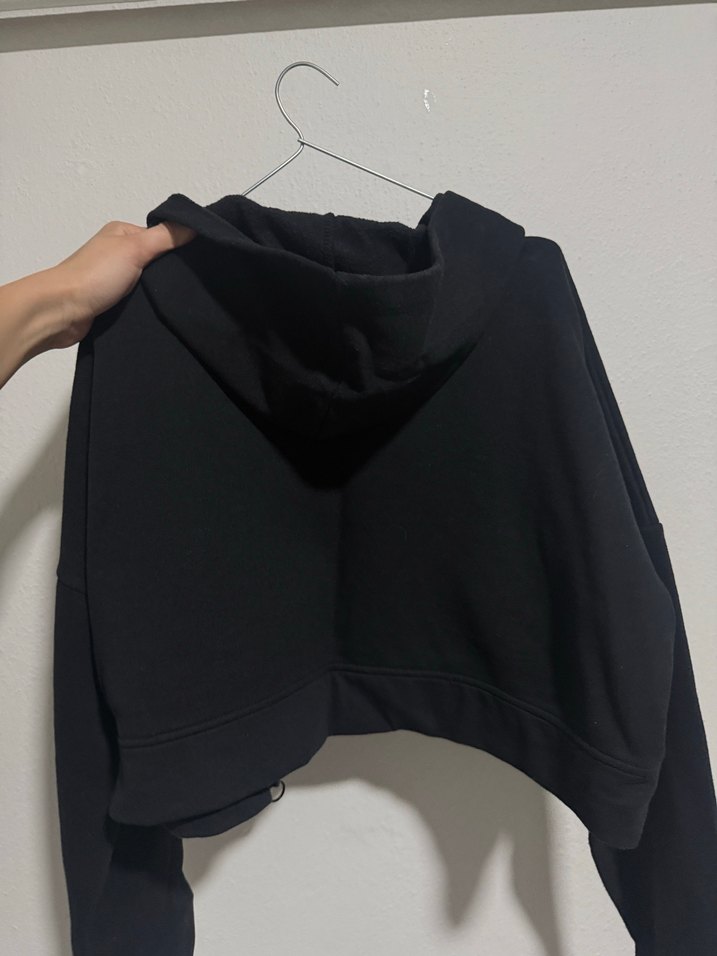 Kadın Siyah Fermuarlı Crop Sweatshirt - Görsel 5