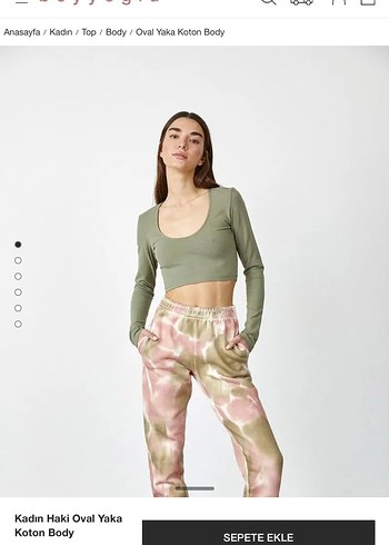 Diğer Kadın Haki Oval Yaka Uzun Kollu Body