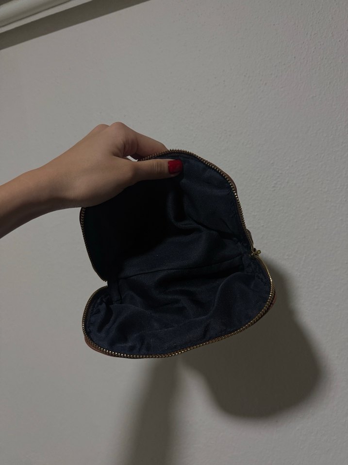 Kahverengi Fermuarlı Kot Makyaj Çantası Mango - Görsel 4