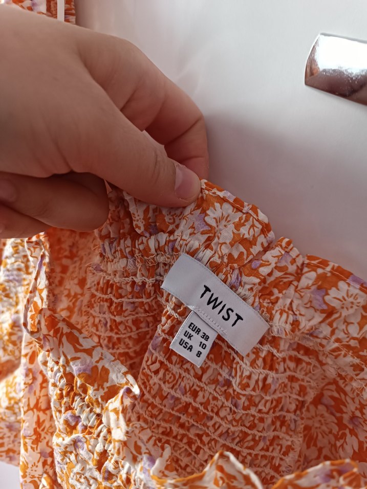 Sarı Mini Bohem Düğmeli Bluz - Görsel 2