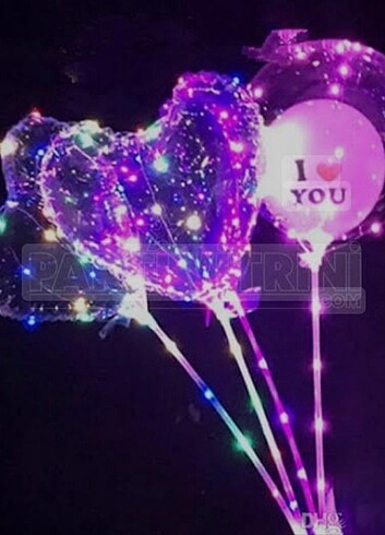  Led Işıklı Şeffaf Kalp ve Yuvarlak Balon 
