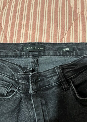 Düğmeli Gri Kadın Kot Pantolon