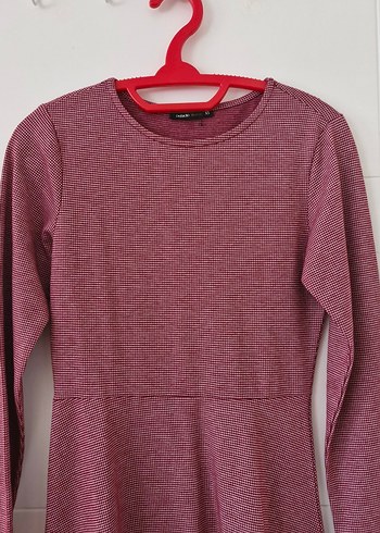 Bordo Uzun Kollu Midi Triko Elbise - Görsel 2