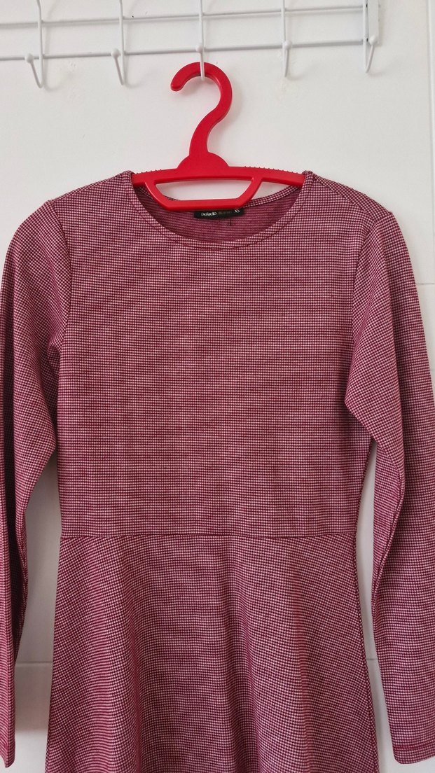 Bordo Uzun Kollu Midi Triko Elbise - Görsel 2