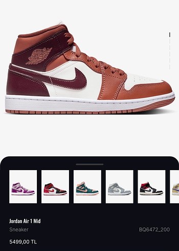 Jordan Air 1 Mid Kadın Spor Ayakkabı