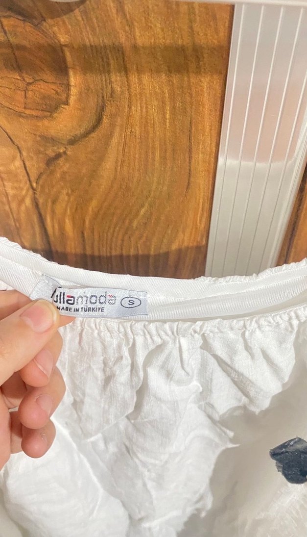 Beyaz Keten Salaş Uzun Askılı Elbise - Görsel 3