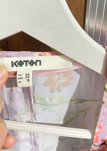 Uzun, bol kesim, mor çiçekli kimono - Görsel 2