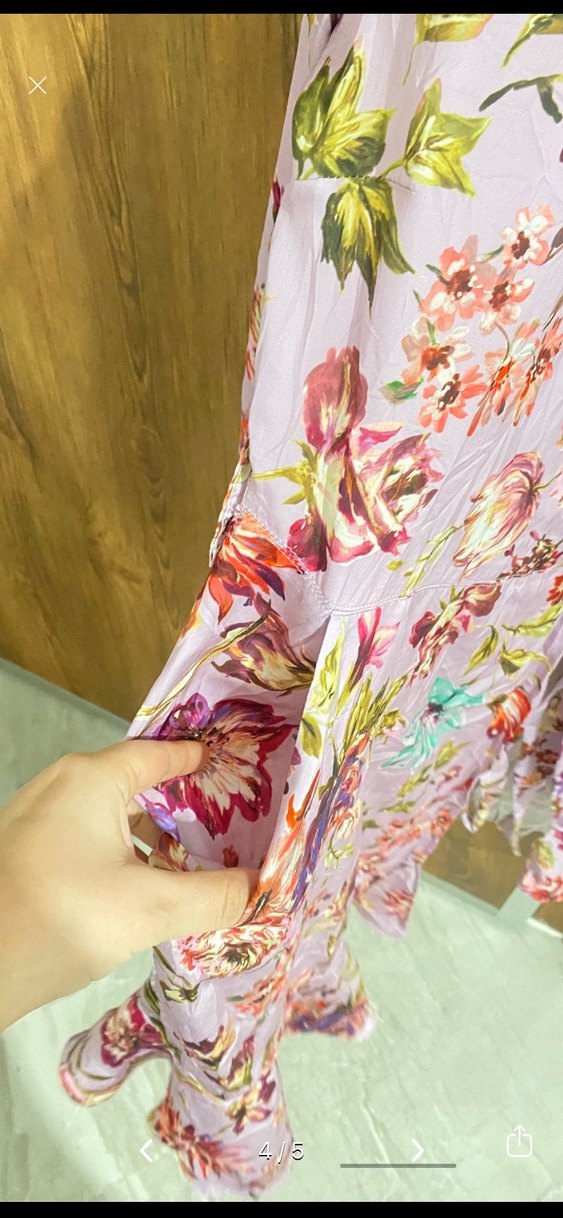 Uzun, bol kesim, mor çiçekli kimono - Görsel 4