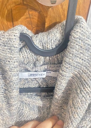 Gri Örgü Kadın Boğazlı Kazak - Görsel 5