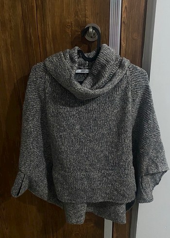 Gri Örgü Kadın Boğazlı Kazak - Görsel 6