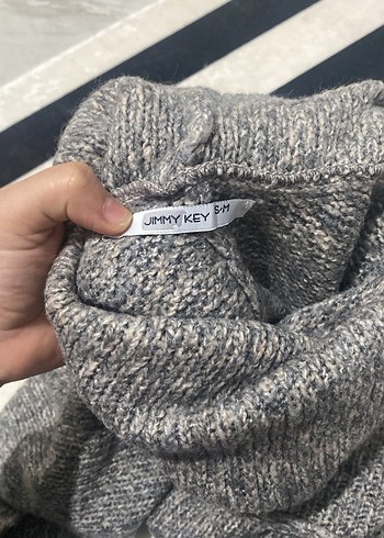 Gri Örgü Kadın Boğazlı Kazak - Görsel 3