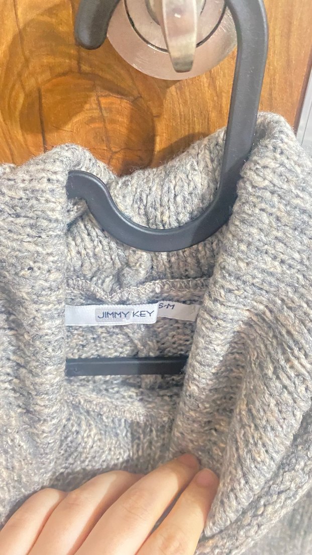 Gri Örgü Kadın Boğazlı Kazak - Görsel 5