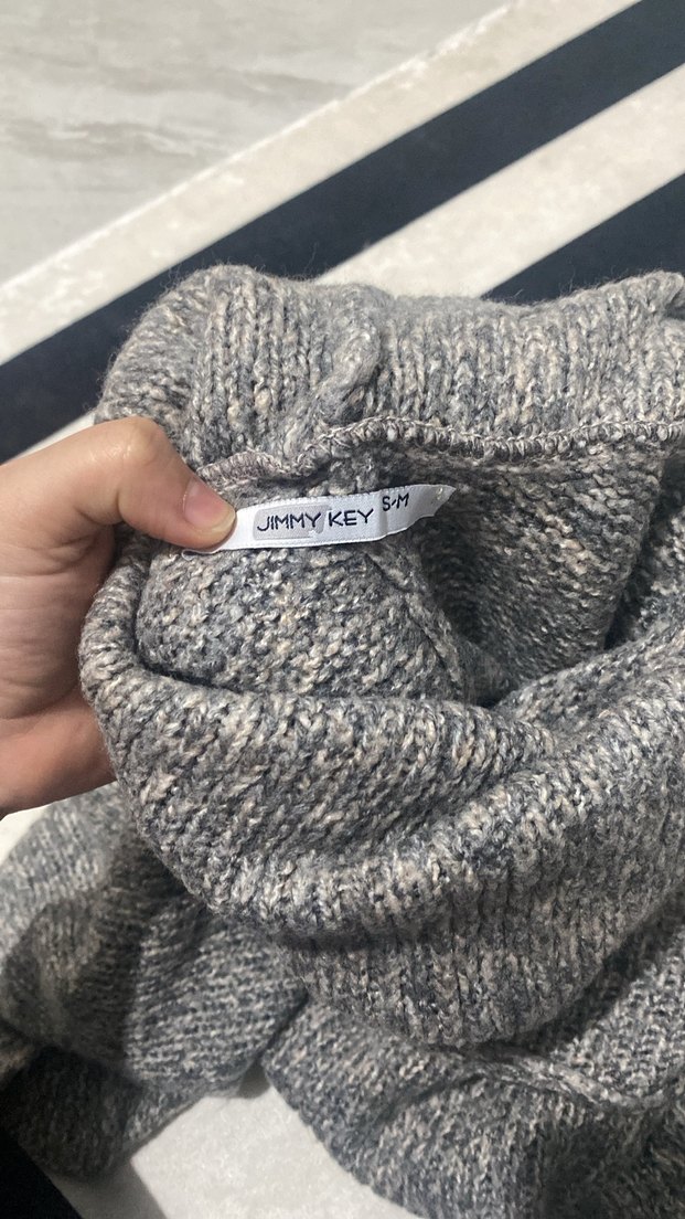 Gri Örgü Kadın Boğazlı Kazak - Görsel 3