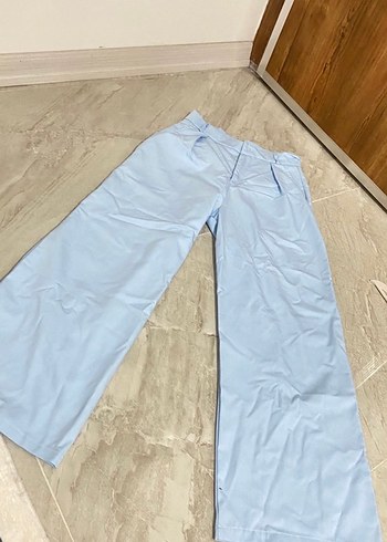 Mavi Midi Kadın Kumaş Pantolon - Görsel 2