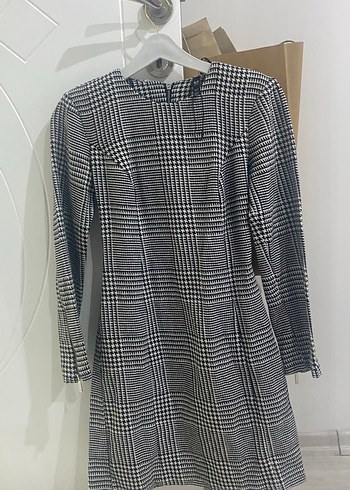 Gri Ekose Desenli Midi Kadın Elbise - Görsel 5