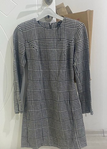 Gri Ekose Desenli Midi Kadın Elbise - Görsel 6