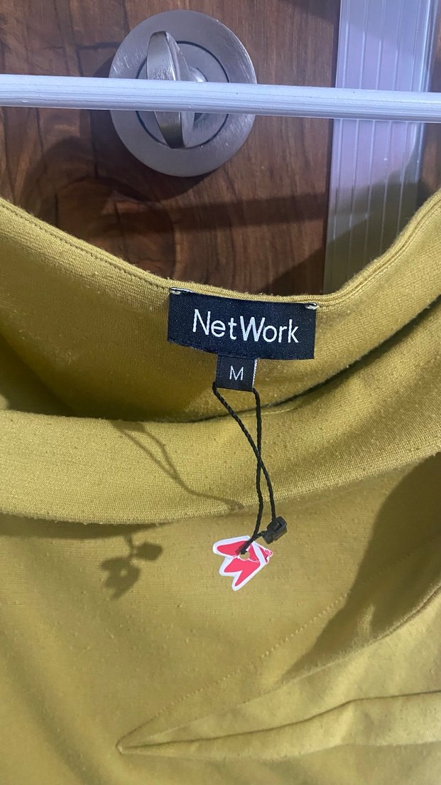 Drapeli Sarı Midi Kadın Abiye Elbise - Görsel 5