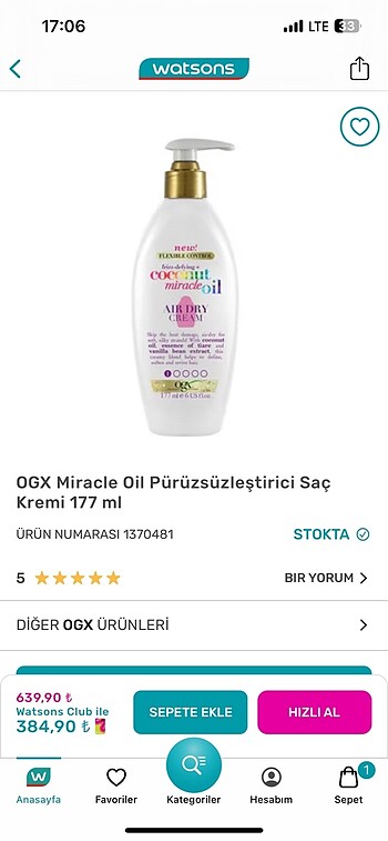 Beden Ogx saç kremi