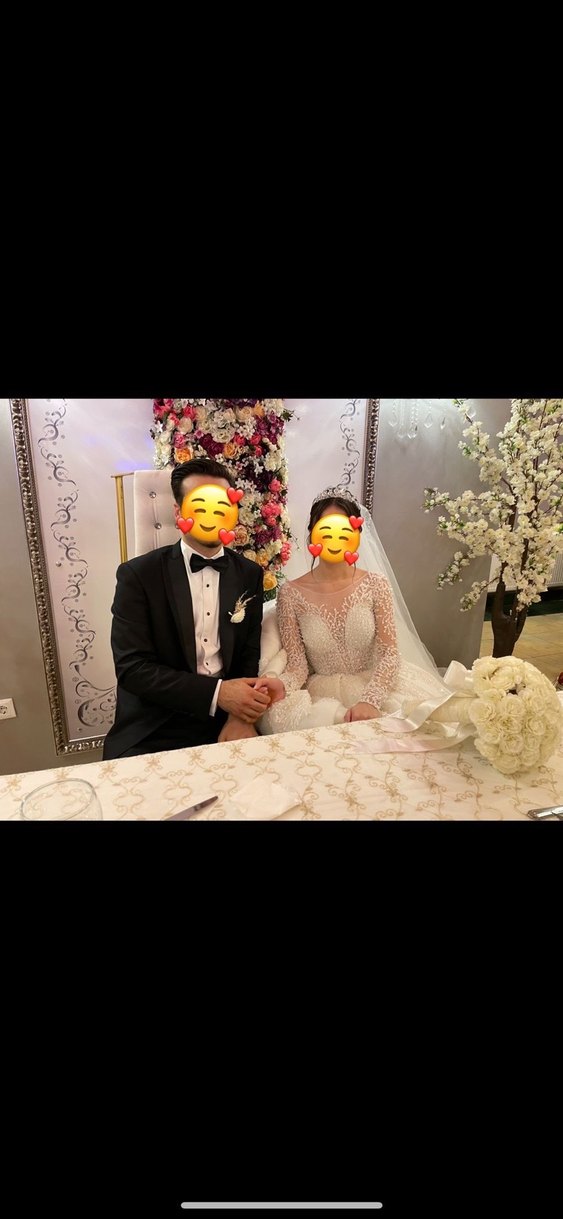 Uzun Kollu Straplez Prenses Gelinlik - Görsel 2