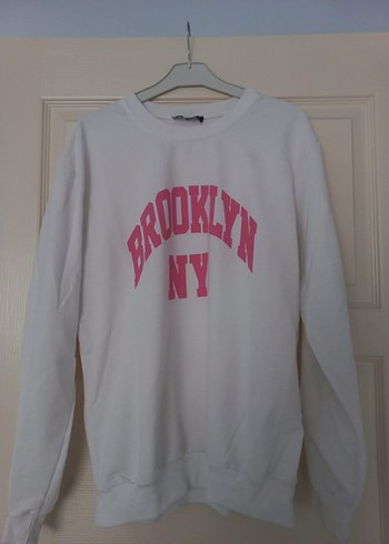 xl Beden Beyaz Kadın Düğmeli Kısa Kollu Sweatshirt