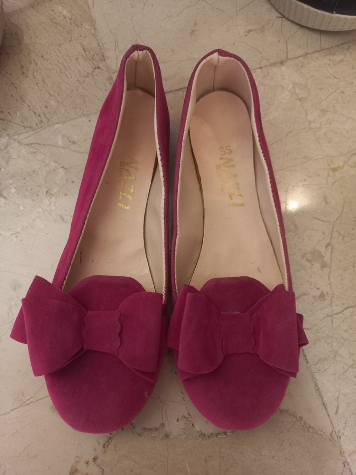 pembe Süet Kadın Fiyonklu Topuklu Babet - Görsel 2