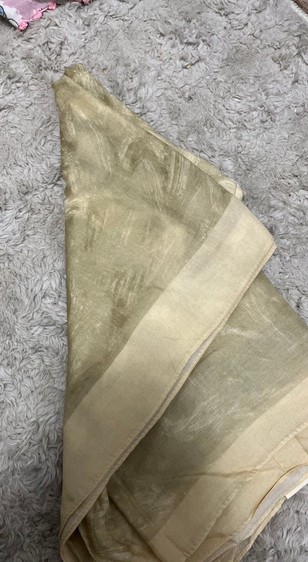 Kadın Bej İpek Görünümlü Dökümlü Şal - Görsel 2