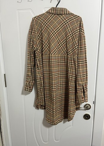 Düğmeli Kahverengi Ekose Gömlek - Görsel 3