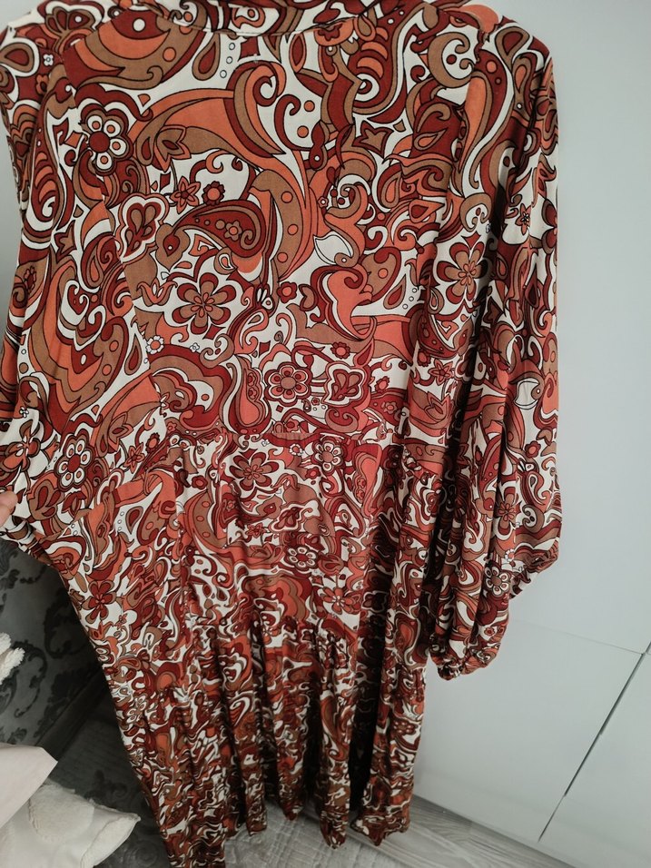 Düğmeli Bohem Uzun Kollu Kadın Elbise - Görsel 4