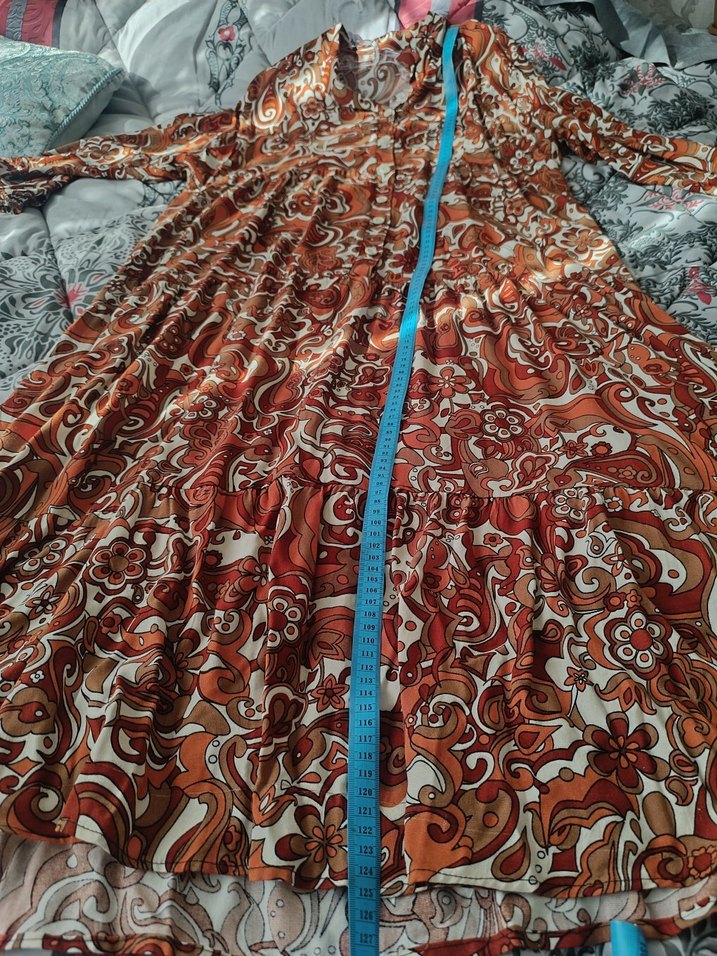 Düğmeli Bohem Uzun Kollu Kadın Elbise - Görsel 3