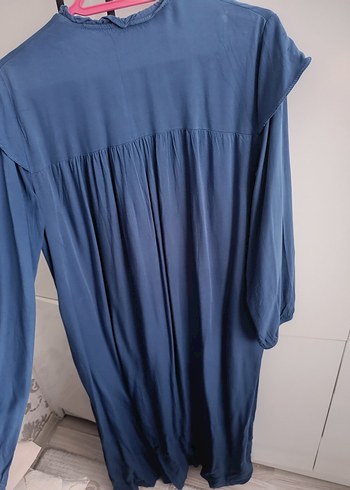 Mavi Düğmeli Uzun Kollu ferace elbise - Görsel 3