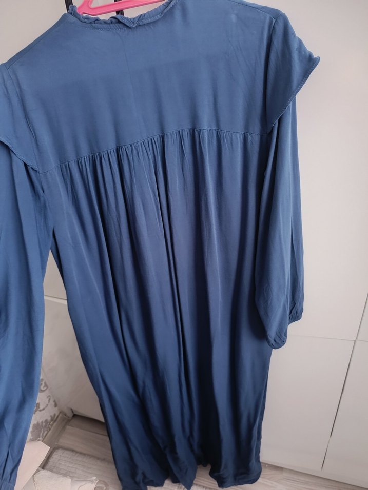 Mavi Düğmeli Uzun Kollu ferace elbise - Görsel 3