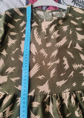 Uzun Kollu Kamuflaj Desenli Kadın Elbise - Görsel 3
