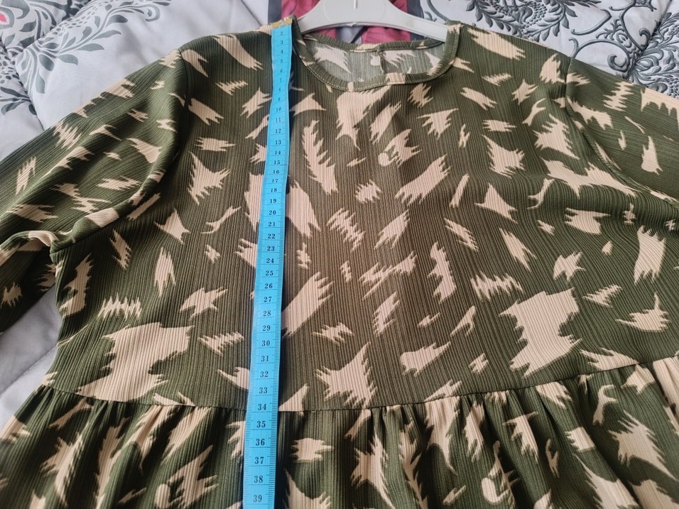 Uzun Kollu Kamuflaj Desenli Kadın Elbise - Görsel 3