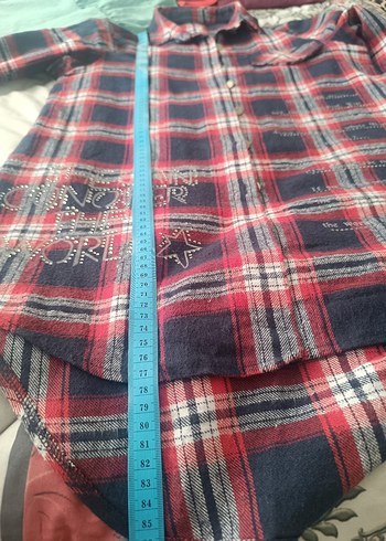 Düğmeli Bordo Ekose Kadın Gömlek - Görsel 2