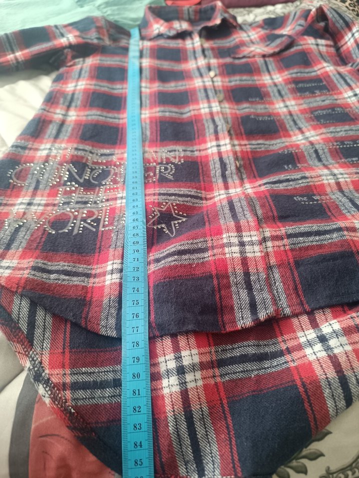 Düğmeli Bordo Ekose Kadın Gömlek - Görsel 2