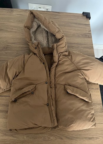 Kahverengi Erkek Çocuk Kürklü Kapüşonlu Mont