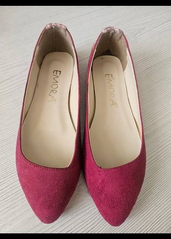 Bordo Süet Dolgu Topuklu Kadın Babet