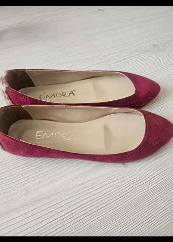 35 Beden Bordo Süet Dolgu Topuklu Kadın Babet