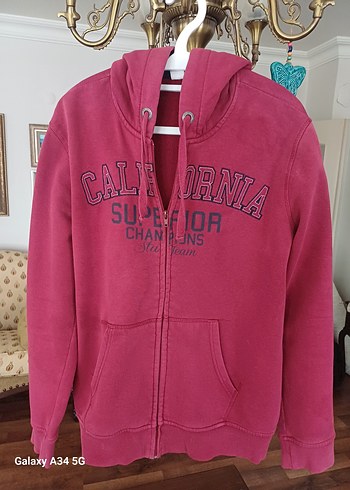 m Beden bordo Renk Fermuarlı bordo Kapüşonlu Sweatshirt