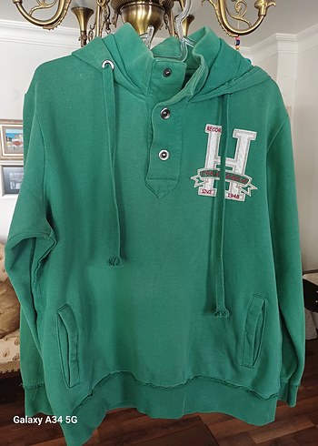 Düğmeli Yeşil Sweatshirt