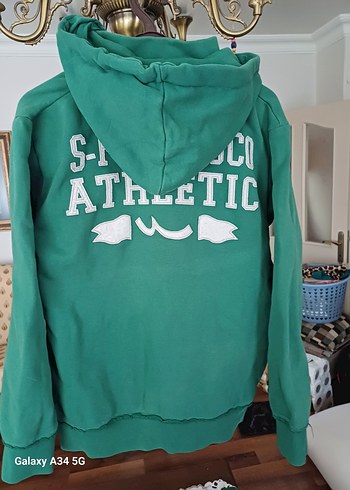 l Beden yeşil Renk Düğmeli Yeşil Sweatshirt