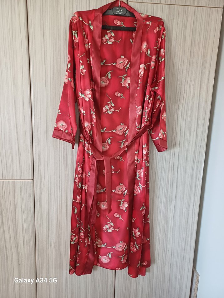 Çiçek Desenli Uzun Kadın sabahlık ve gecelik 2 parça - Görsel 2