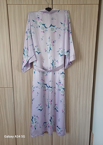 Uzun Mor Tie-Dye Kadın 5 parça gecelik takımı - Görsel 4